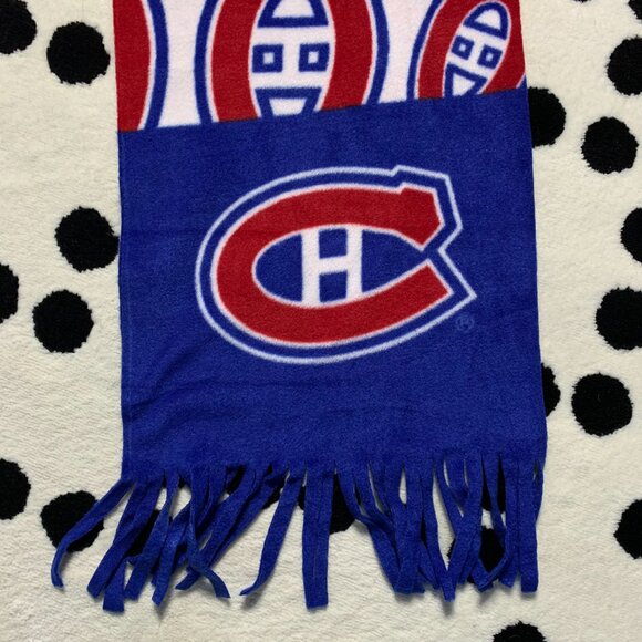 Montreal Canadiens NHL Hockey Fan Winter Fleece Scarf Banner All Over Logo - Picture 2 of 6